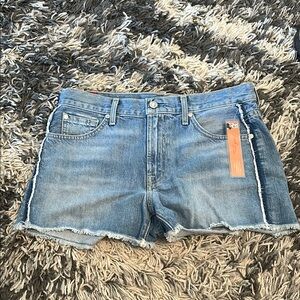 7 For All Mankind Blue Jean Shorts with Frayed Hem